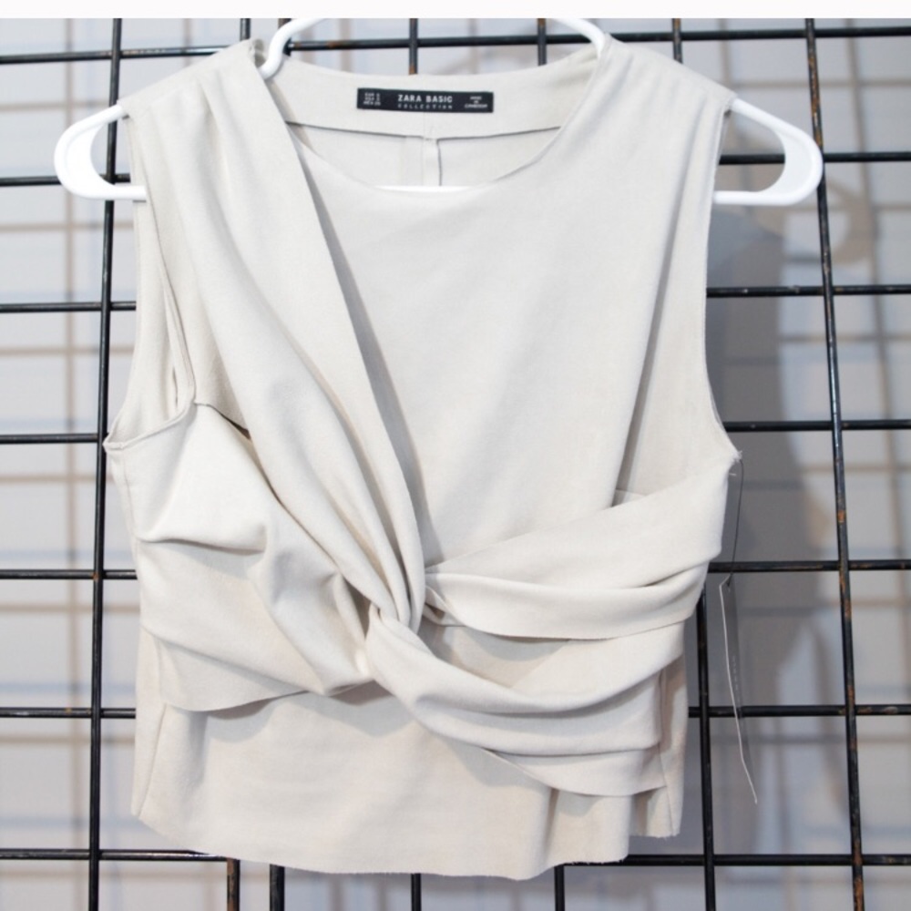 Zara faux suede bone crop top size small